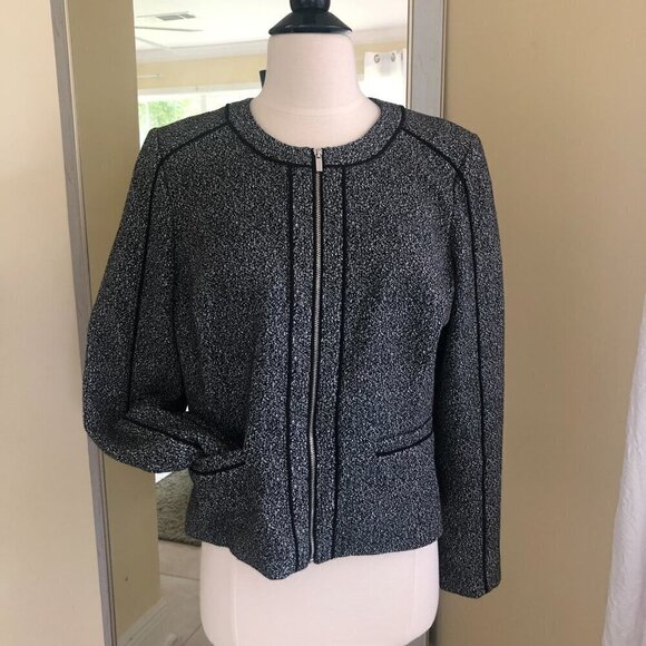 Calvin Klein Zip Front Career Professional Blazer Jacket Women’s SZ 12P - Picture 6 of 8